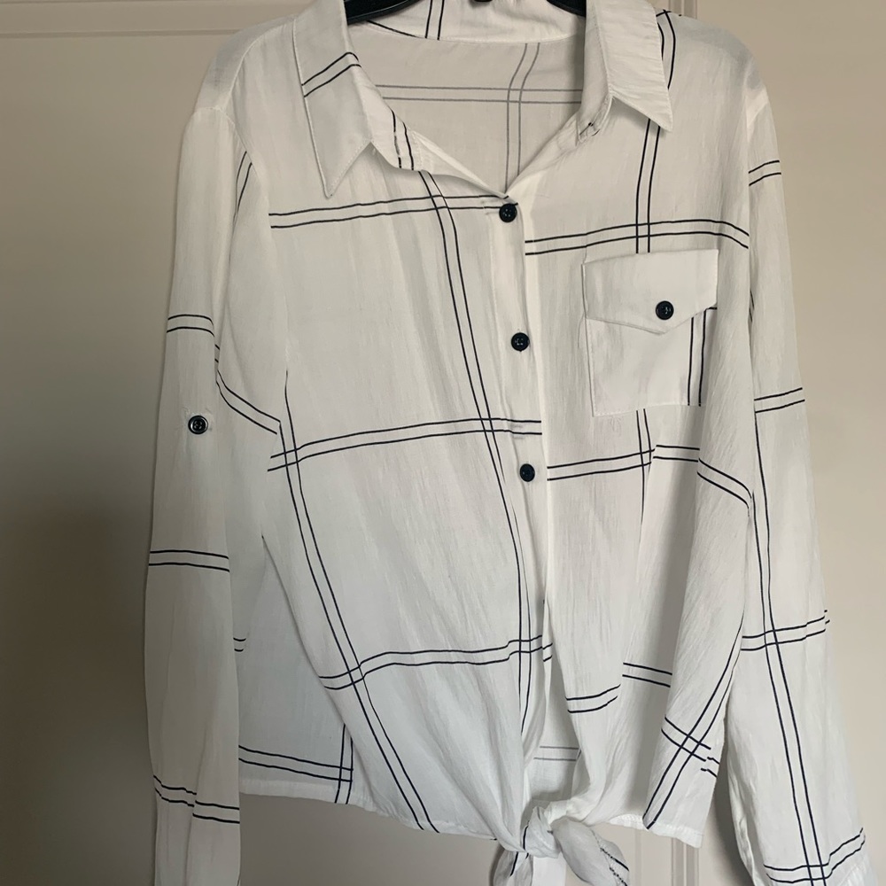 Black and White Plaid Button Up